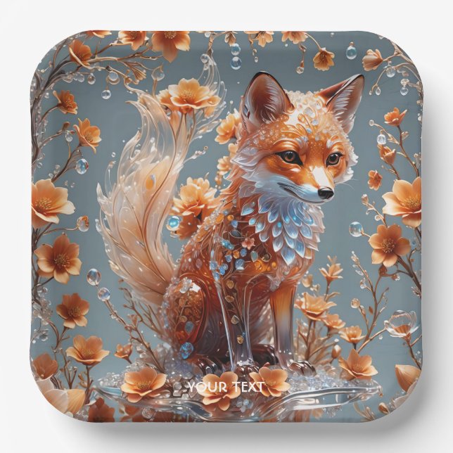 Fantasy Niedlich Red Glass Fox Pappteller (Vorderseite)