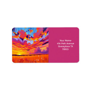 Fantasy Niedlich Red Orange Field Adressaufkleber