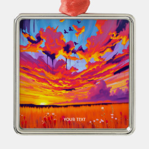 Fantasy Niedlich Red Orange Field Ornament Aus Metall