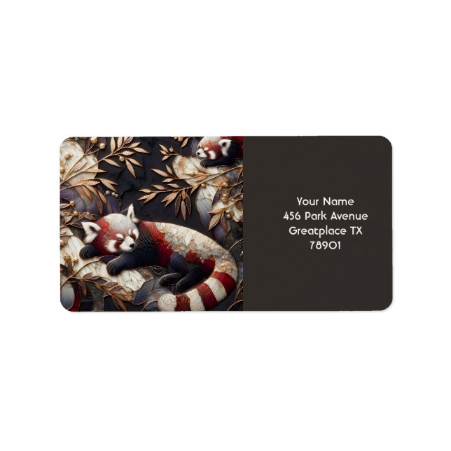 Fantasy Niedlich Red Panda Art Adressaufkleber (Vorne)