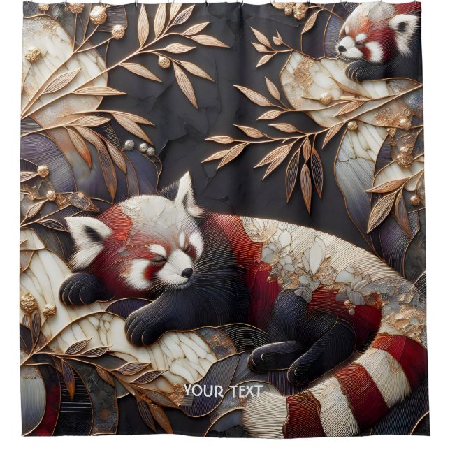 Fantasy Niedlich Red Panda Art Duschvorhang (Vorderseite)