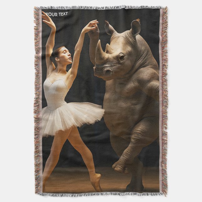 Fantasy Niedlich Rhino Dancer Ballerina Decke (Vorderseite Vertikal)