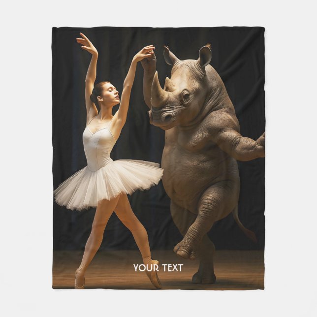 Fantasy Niedlich Rhino Dancer Ballerina Fleecedecke (Vorderseite)