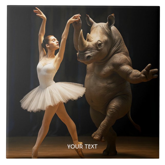 Fantasy Niedlich Rhino Dancer Ballerina Fliese (Vorderseite)