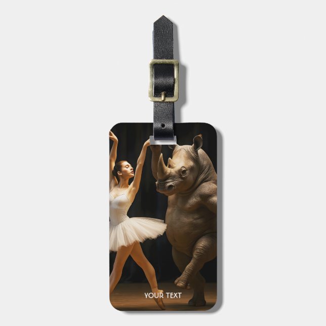 Fantasy Niedlich Rhino Dancer Ballerina Gepäckanhänger (Vorderseite vertikal)