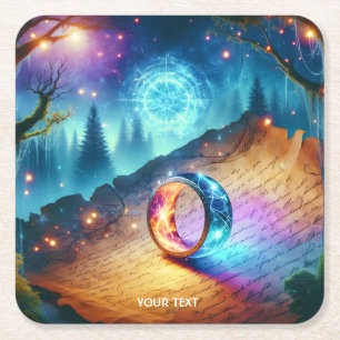 Fantasy Niedlich Ring Forest Skies Rechteckiger Pappuntersetzer