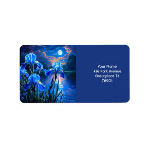 Fantasy Niedlich River Blue Irises Adressaufkleber