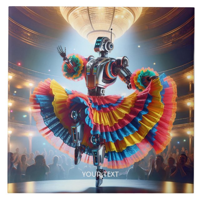 Fantasy Niedlich Robot Dancing Paris Fliese (Vorderseite)