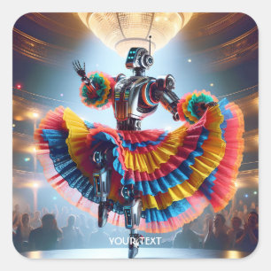 Fantasy Niedlich Robot Dancing Paris Quadratischer Aufkleber