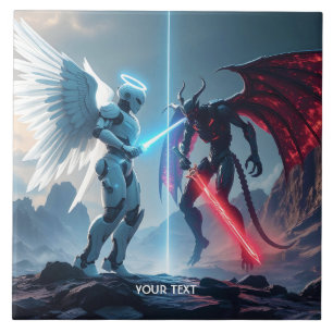 Fantasy Niedlich Robot Demon Fighting Fliese