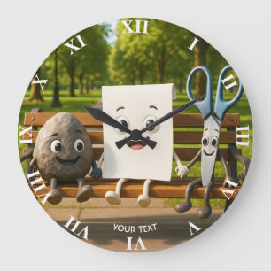 Fantasy Niedlich Rock Paper Schere Große Wanduhr