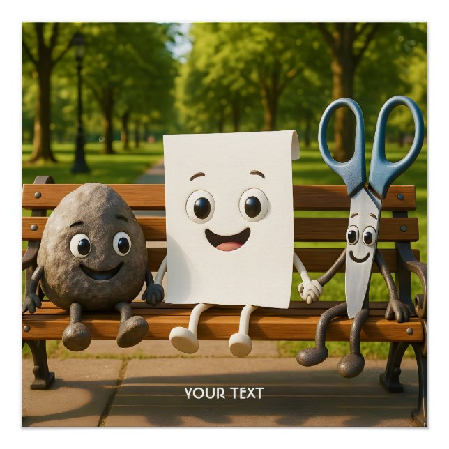 Fantasy Niedlich Rock Paper Schere Poster (Vorderseite)