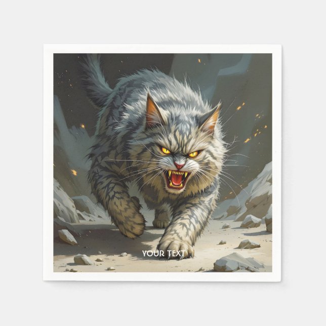 Fantasy Niedlich Rocks Angry Cat Serviette (Vorderseite)