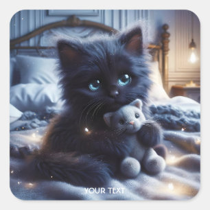 Fantasy Niedlich Room Kitten Toy Quadratischer Aufkleber