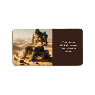 Fantasy Niedlich Rusty Robot Wüste Adressaufkleber