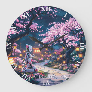 Fantasy Niedlich Sakura Cyborg Girl Große Wanduhr
