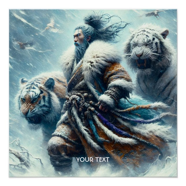 Fantasy Niedlich Samurai Winter Tigers Poster (Vorderseite)