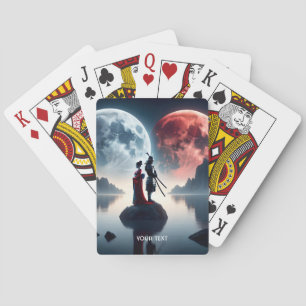 Fantasy Niedlich Samurai Woman Moons Spielkarten