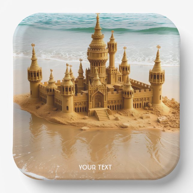 Fantasy Niedlich Sand Castle Beach Pappteller (Vorderseite)