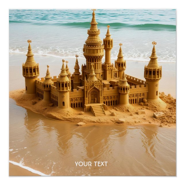 Fantasy Niedlich Sand Castle Beach Poster (Vorderseite)