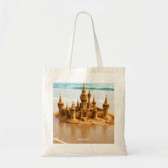 Fantasy Niedlich Sand Castle Beach Tragetasche (Vorne)