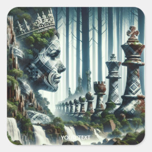 Fantasy Niedlich Schachwald Moss Quadratischer Aufkleber