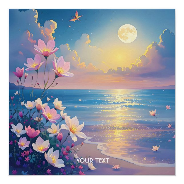 Fantasy Niedlich Sea Pink Blume Poster (Vorderseite)