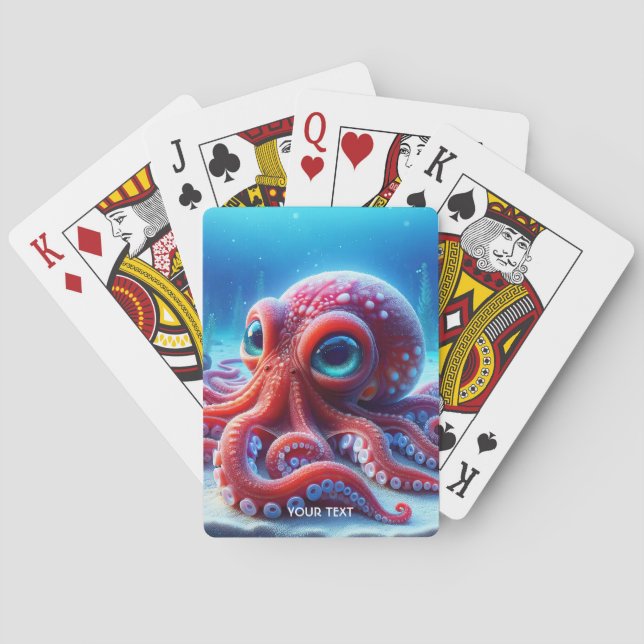 Fantasy Niedlich Sea Red Octopus Spielkarten (Rückseite)
