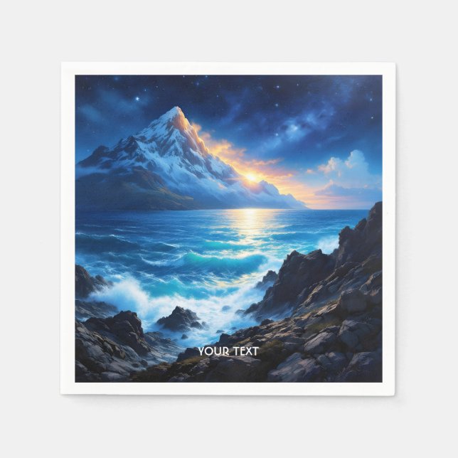 Fantasy Niedlich Sea Rocks Sunset Serviette (Vorderseite)