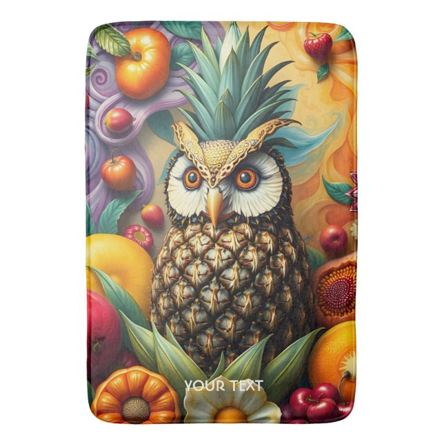 Fantasy Niedlich Serene Ananas Owl Badematte (Vorderseite Vertikal)