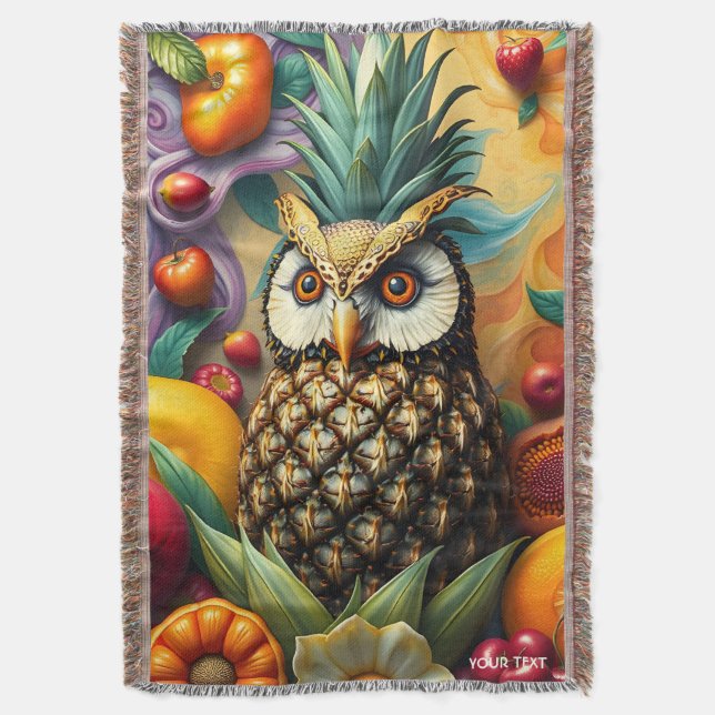 Fantasy Niedlich Serene Ananas Owl Decke (Vorderseite Vertikal)