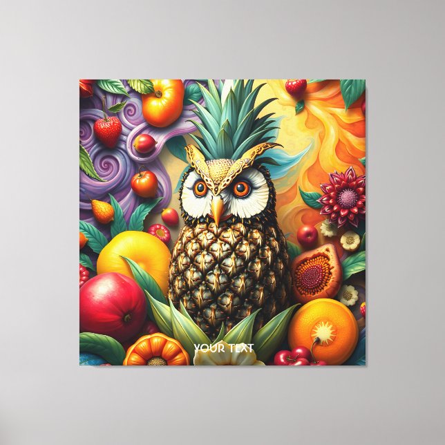 Fantasy Niedlich Serene Ananas Owl Leinwanddruck (Vorderseite)