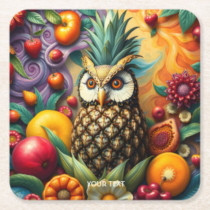 Fantasy Niedlich Serene Ananas Owl Rechteckiger Pappuntersetzer