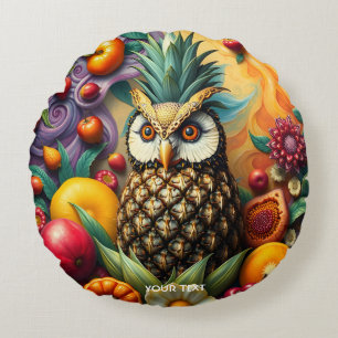 Fantasy Niedlich Serene Ananas Owl Rundes Kissen