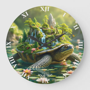Fantasy Niedlich Serene Turtle Muschel Große Wanduhr