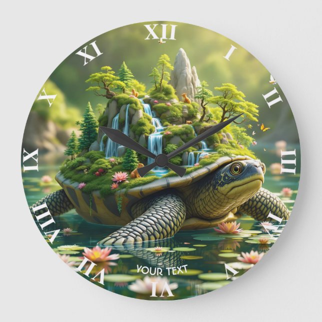 Fantasy Niedlich Serene Turtle Muschel Große Wanduhr (Vorderseite)