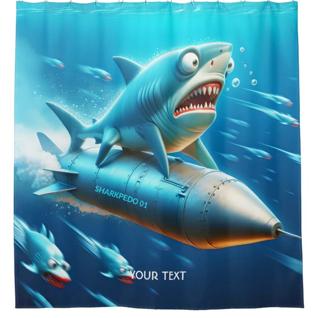Fantasy Niedlich Shark Torpedo Sea Duschvorhang (Vorderseite)
