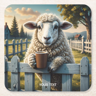 Fantasy Niedlich Sheep Coffee Abend Rechteckiger Pappuntersetzer