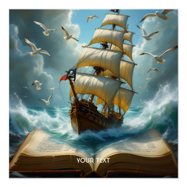 Fantasy Niedlich Ship Ocean Book Poster (Vorderseite)