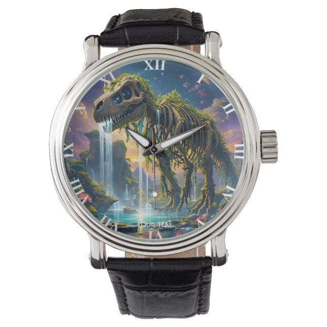 Fantasy Niedlich Skeleton Dinosaur Garden Armbanduhr (Vorderseite)