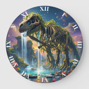 Fantasy Niedlich Skeleton Dinosaur Garden Große Wanduhr