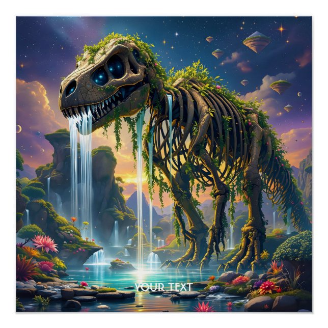 Fantasy Niedlich Skeleton Dinosaur Garden Poster (Vorderseite)