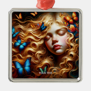 Fantasy Niedlich Sleeping Girl Butterfys Ornament Aus Metall