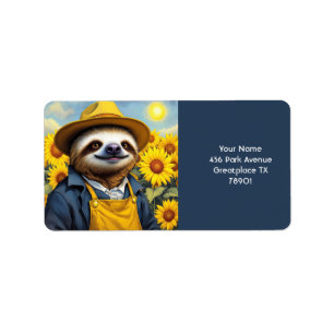 Fantasy Niedlich Sloth Van Gogh Adressaufkleber