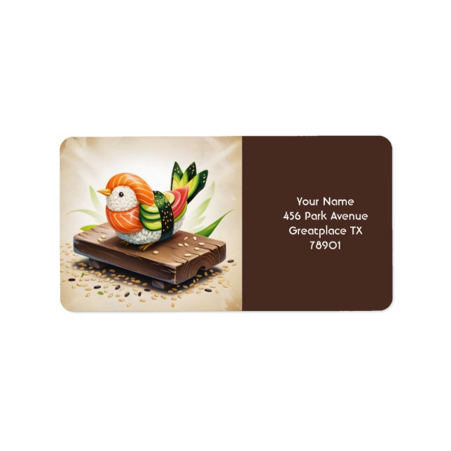 Fantasy Niedlich Small Sushi Bird Adressaufkleber (Vorne)
