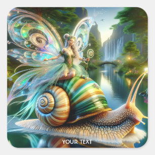 Fantasy Niedlich Snail Girl Quadratischer Aufkleber
