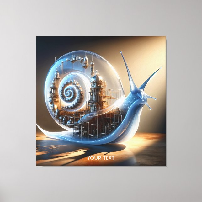 Fantasy Niedlich Snail Steampunk City Leinwanddruck (Vorderseite)