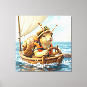 Fantasy Niedlich Snail Steering Sailboat Leinwanddruck