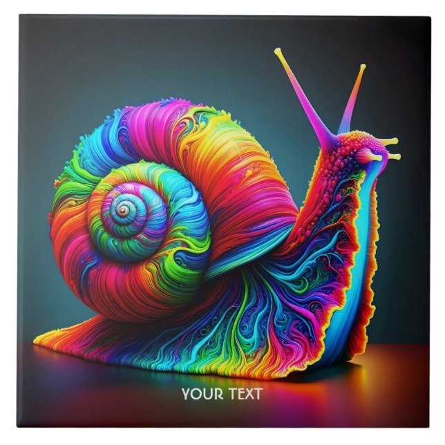 Fantasy Niedlich Snail Viele Farben Fliese (Vorderseite)