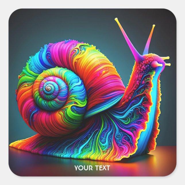 Fantasy Niedlich Snail Viele Farben Quadratischer Aufkleber (Vorderseite)